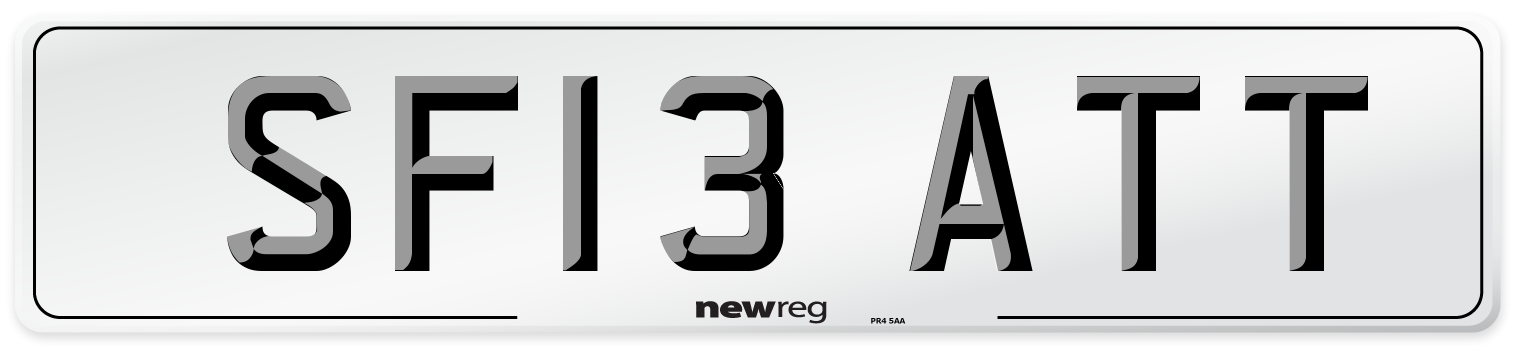 SF13 ATT Number Plate from New Reg